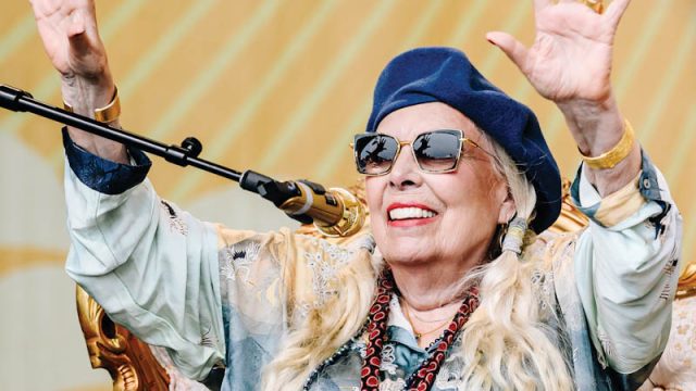 Joni Mitchell performs at the Newport Folk Festival 2022